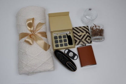 Luxury Whiskey & Cigar Gift Box for Him with Leather Flask - Gifterria US - Gift Box
