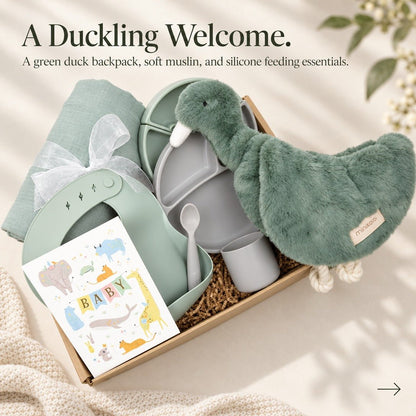New Mom & Baby Gift Box with Silicone Feeding Set & Swaddle - Gifterria US - Gift Box