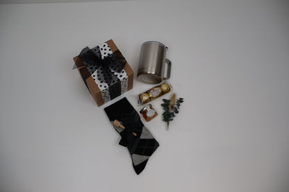 Refined Gift Box for Him with Insulated Mug, Honey and Argyle Socks - Gifterria US - Gift Box