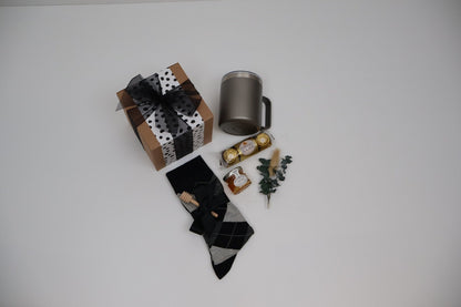 Refined Gift Box for Him with Insulated Mug, Honey and Argyle Socks - Gifterria US - Gift Box