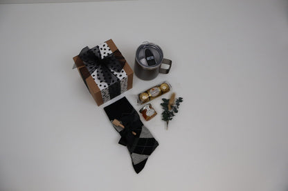 Refined Gift Box for Him with Insulated Mug, Honey and Argyle Socks - Gifterria US - Gift Box