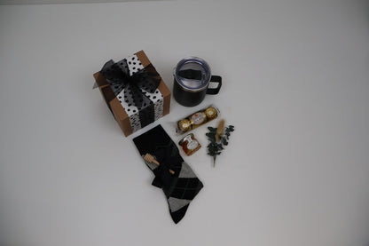 Refined Gift Box for Him with Insulated Mug, Honey and Argyle Socks - Gifterria US - Gift Box