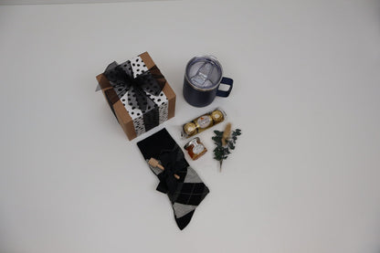 Refined Gift Box for Him with Insulated Mug, Honey and Argyle Socks - Gifterria US - Gift Box
