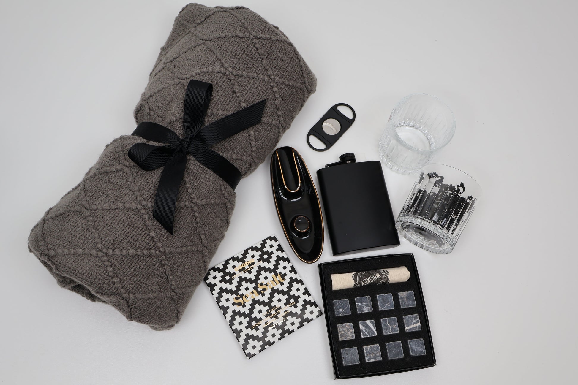 Refined Whiskey & Cigar Gift Box for Him with Glasses and Hip Flask - Gifterria US - Gift Box