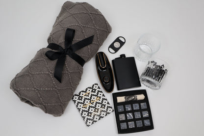 Refined Whiskey & Cigar Gift Box for Him with Glasses and Hip Flask - Gifterria US - Gift Box